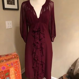🎁Black Halo🎁 Maroon Ruffle Dress-Offers Welcome!